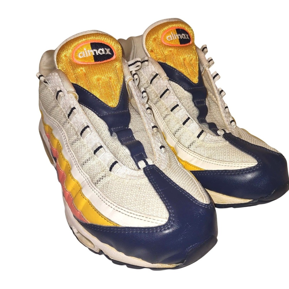 Nike Air Max 95 White Navy Yellow Orange 609048-143 Mens 9 Vintage 2007 Sneaker